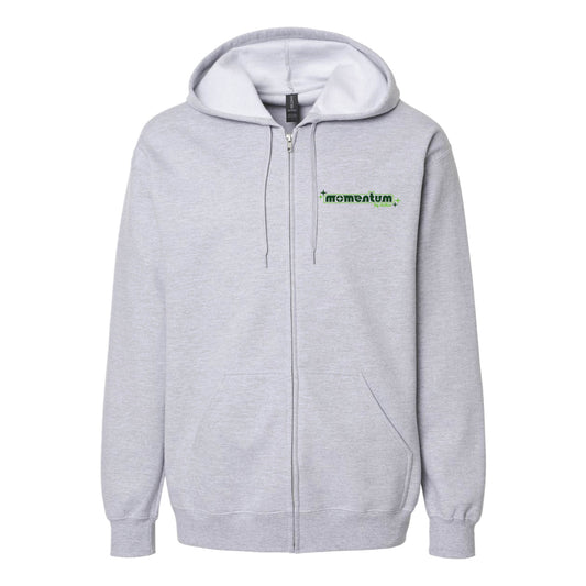 CLASSIC POCKET LOGO ZIP UP HOODIE - HEATHER GREY