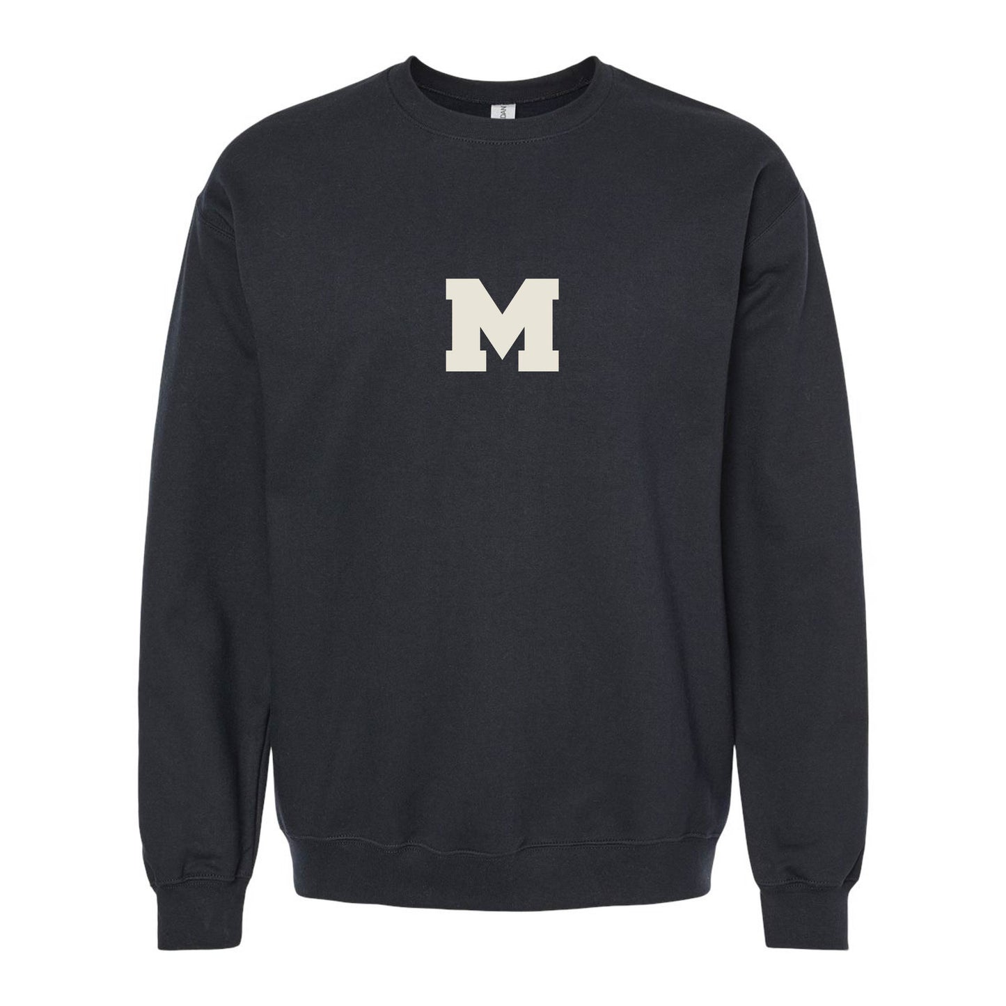 EMBROIDERED MOMENTUM CREWNECK SWEATER - BLACK