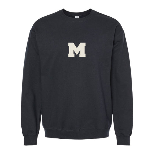 EMBROIDERED MOMENTUM CREWNECK SWEATER - BLACK