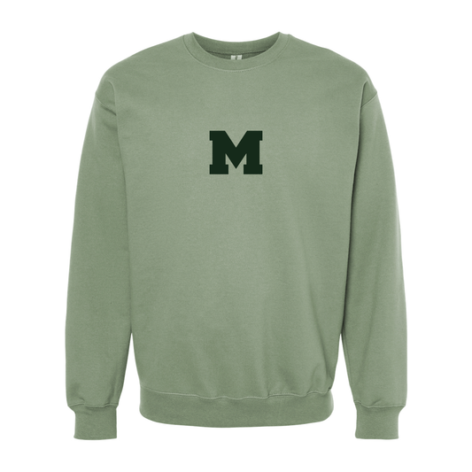 EMBROIDERED MOMENTUM CREWNECK SWEATER - SAGE