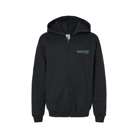 A FORCE TO BE RECKONED WITH YOUTH ZIP UP HOODIE - BLACK